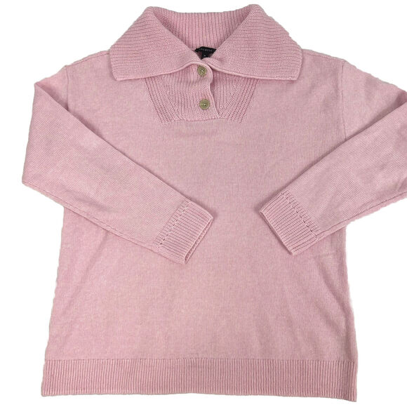 Talbots Sweaters - Talbots SWEATER Women's Sz M BRETON BUTTON COLLAR PULLOVER Cotton Acrylic Knit